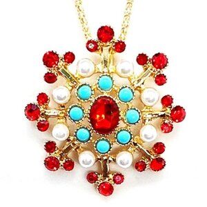 Colorful SNOWFLAKE Winter Pendant Necklace